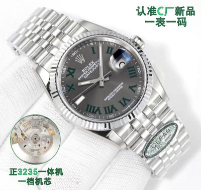 ROLEX Datejust 3235 Movement 36MM 904L Steel Luminous Dark Grey Watch